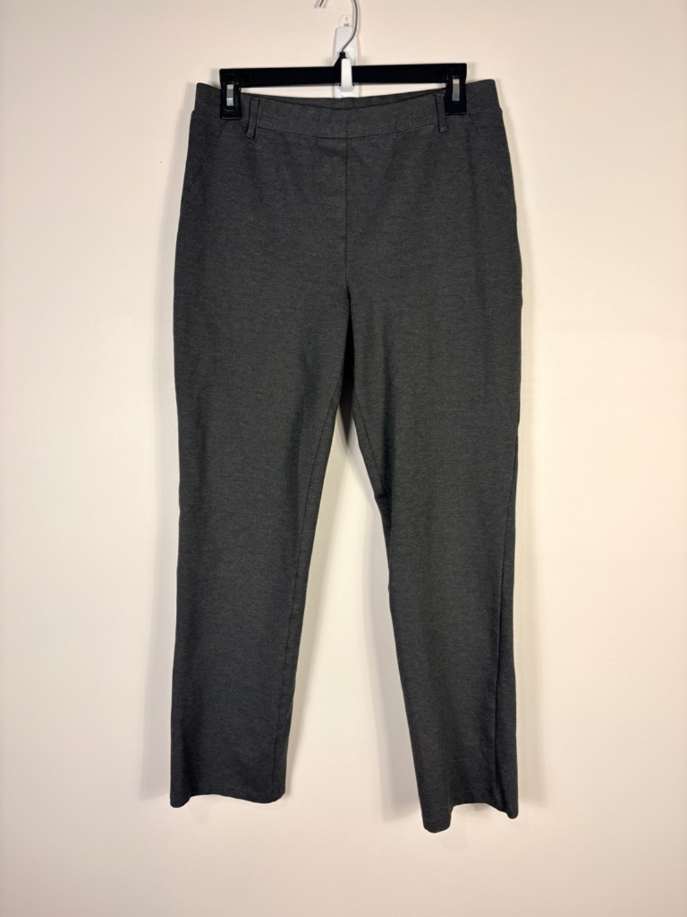 Quince Dark Gray Ponte Stretch Straight Leg Pants Pull On Office Minimalist